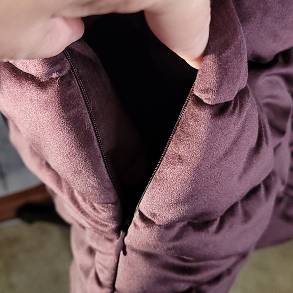 Deep Purple Plum Velvet Quilted Coat 2x - Picture 4 of 9
